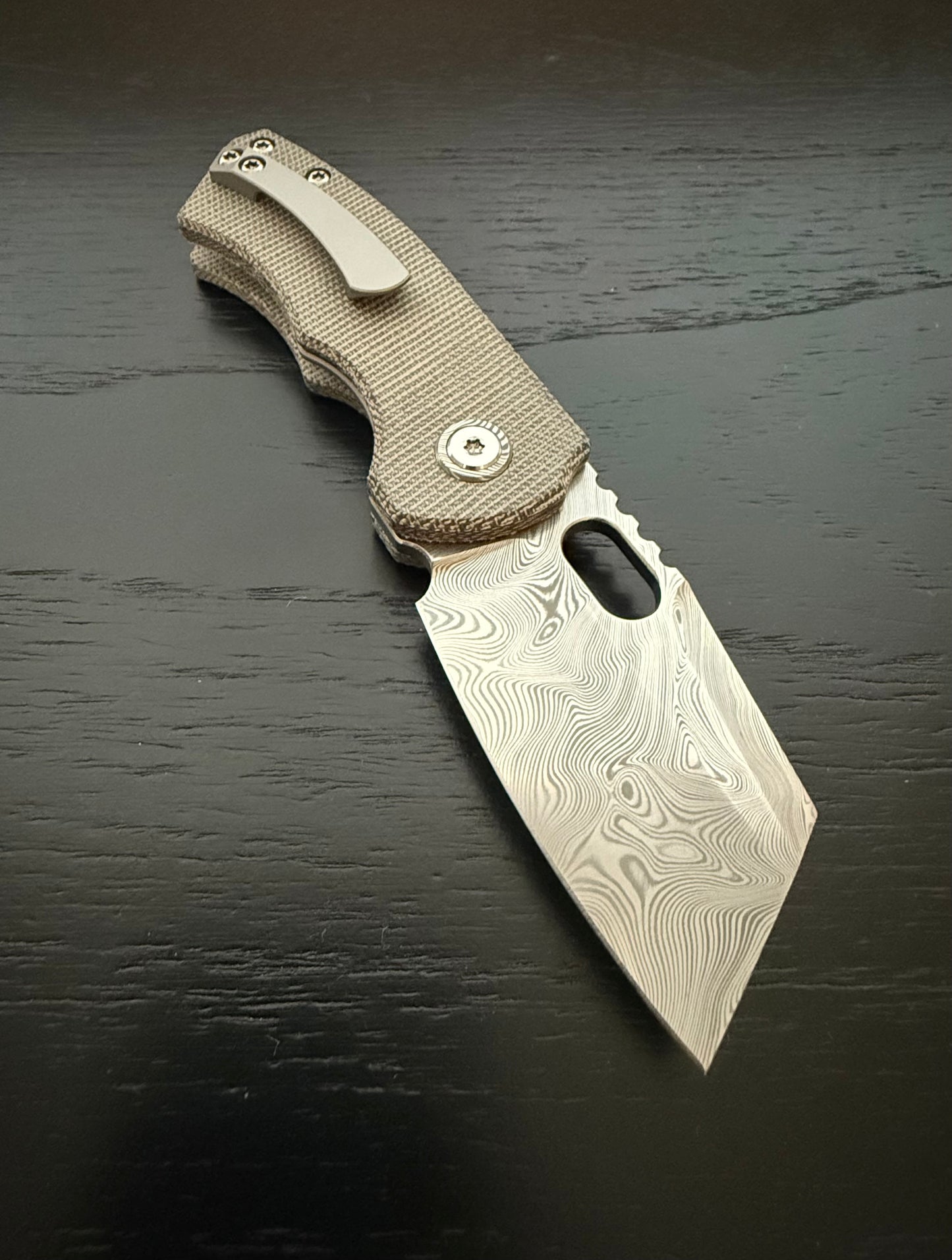 Damasteel/Micarta with Damasteel collars - Mini SLiM 2.0