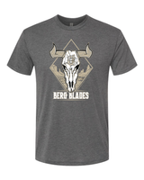 BergBlades Cow Skull Vintage Heavy Metal Grey T-Shirt