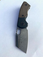 Mini Slim Green Micarta and Damascus (#3 and #4 available)
