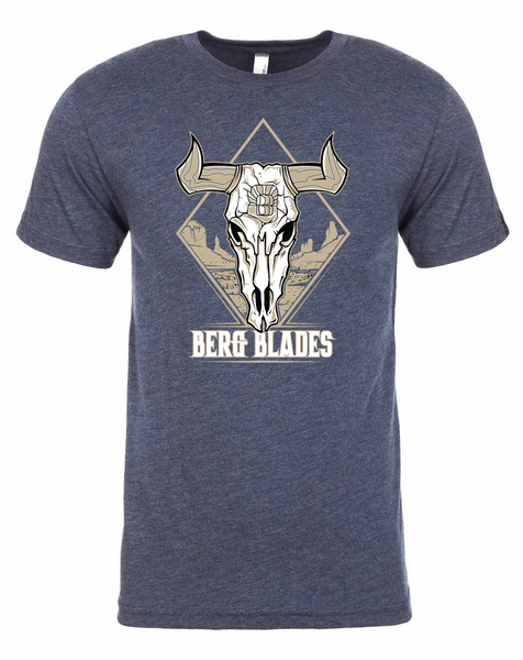 BergBlades Cow Skull Vintage Navy T-Shirt